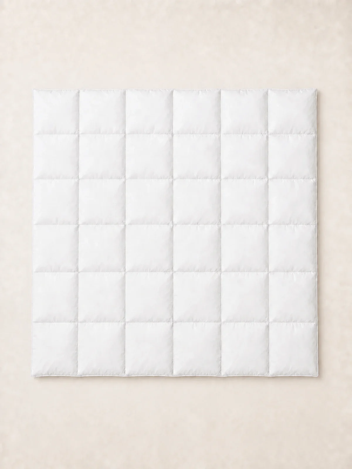 Duck Down Duvet laid flat to show its full shape and box construction.